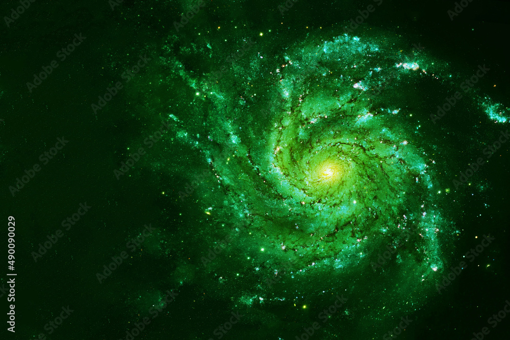 Canvas Prints beautiful space nebula of green color. elements of this image were furnished by nasa.