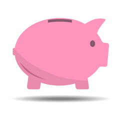 Fototapeta premium pink piggy bank isolated on white background, saving money and wealth, vector illustration