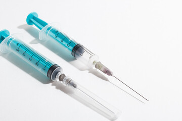 medical syringe for injection isolated on white background