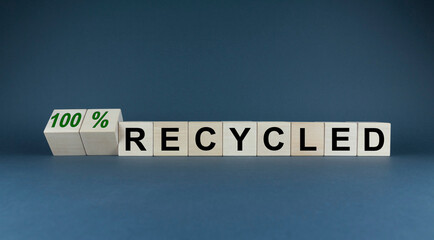 100 percent recycled. Recycling and ecology concept