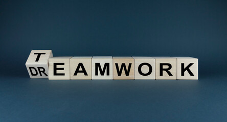 Teamwork and dream work. Concept of well-coordinated team work in business