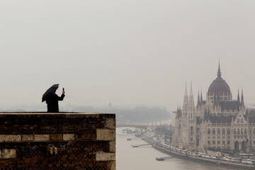 Fototapeta premium view from a rainy day in budapest