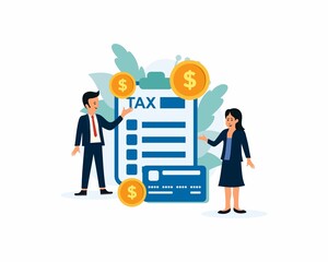 filing the taxes flat design illustration