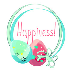 Easter drawing. Easter eggs. For the feast of the Christian and Catholic baptism. Church traditions. Bright colors.