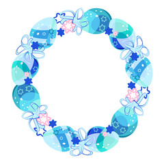 Easter drawing. Easter eggs. For the feast of the Christian and Catholic baptism. Church traditions. Bright colors.