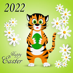 Easter 2022 greeting card with  tiger