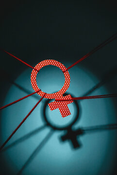Venus symbol hanging on ropes