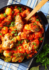 pollock fish stew with potatoes and vegetables