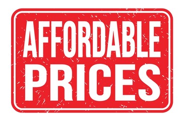 AFFORDABLE PRICES, words on red rectangle stamp sign