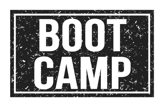 BOOT CAMP, words on black rectangle stamp sign