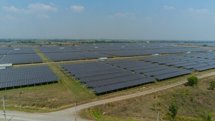 solar panels on a field.
Solar panels in aerial view