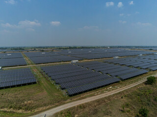 solar panels on a field.
Solar panels in aerial view