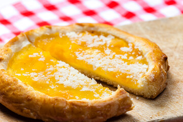 traditional Czech pie filled with apricot marmelade