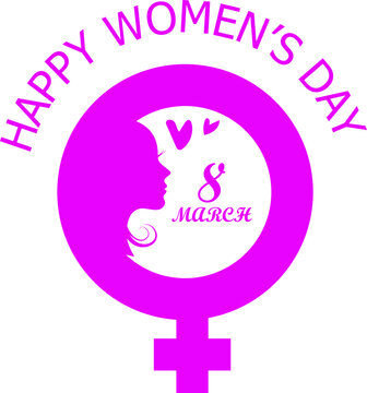 Happy Women's Day logo. Women's Day vector logo.