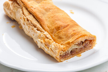 still life of apple strudel