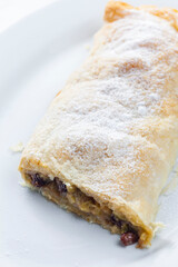 still life of apple strudel