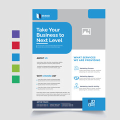 Corporate business flyer design and digital marketing agency brochure cover template with photo Free Vector 