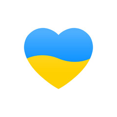 Ukrainian round flag in heart shape. National Ukraine circular flag icon. Vector illustration isolated on white.