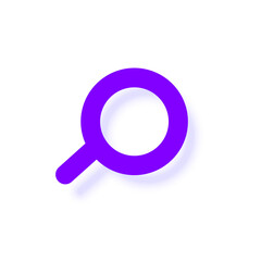 Magnifying glass. Bright stylized icon with a shadow in a flat style. Isolate. Vector illustration.