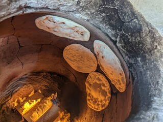 photo of arabic bread bakery with clay oven