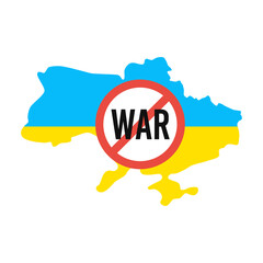 Stop war sign on the background of the map of Ukraine. Vector illustration.