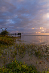 Traditional fishing hut on river Gironde, Bordeaux, Aquitaine, France