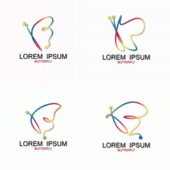 Butterfly Colorful Line Logo Set - Vector