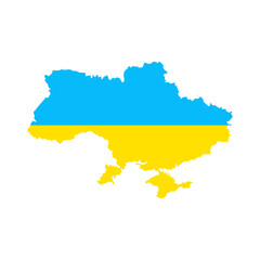 Ukraine political map with flag isolated on white background. Vector illustration.