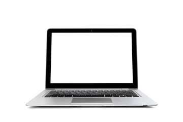 Isolated laptop with a blank screen, on a white background - 490103058
