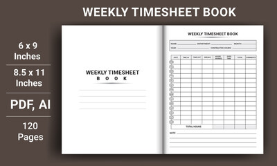 Weekly Timesheet Book, Planner Layout Template, Daily routine planner notebook, Daily planner journal template, Weekly planner templates set, Weekly journal notebook

