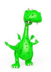 Fototapeta premium baby dragon is happy and also laughing on white background