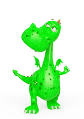 Obraz premium baby dragon is in doubt on white background