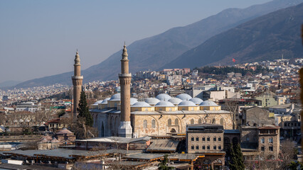 Great Mosque, Landmark of Bursa City - obrazy, fototapety, plakaty
