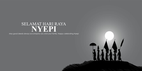 vector illustration for Nyepi means the day of silence - obrazy, fototapety, plakaty
