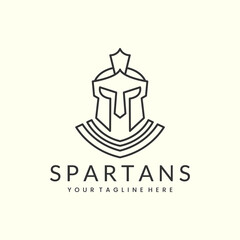 spartan warriors with line art style logo icon template design. roman, greek city, helmet vector illustration