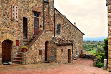 Fototapeta na wymiar landscape of Tignano, the small medieval village in Tuscany, Italy in the town of Barberino Tavarnelle, Florence
