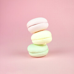 Colorful marshmallows looks like macaroons, Gourmet Colored Macaroon Cookies, colorful almond cookies, pastel colors