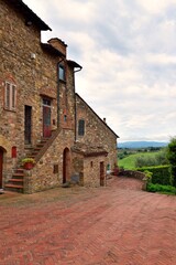 Fototapeta na wymiar landscape of Tignano, the small medieval village in Tuscany, Italy in the town of Barberino Tavarnelle, Florence