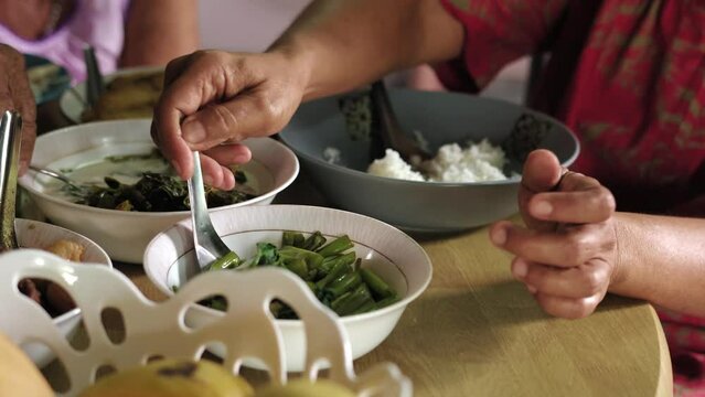 Thai food. Fresh spicy sauce with vegetables in Thailand. Closeup of appetiser