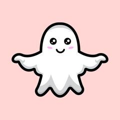 cute ghost character illustration vector