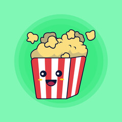 cute popcorn character vector illustration