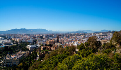Fototapeta na wymiar Panoramic view over the city of Malaga, Spain 