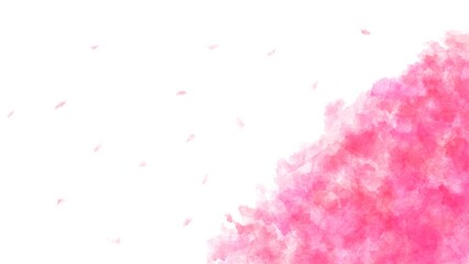 桜の花が舞うイメージの水彩風のイラスト © アオフジマキ