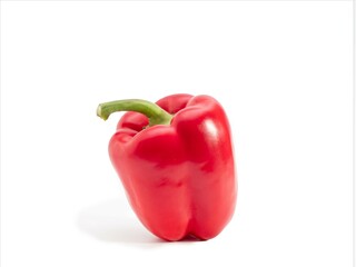 Red paprika on a white background. Fresh paprika.