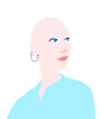 Portrait of bald woman, vector illustration