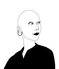 Portrait of bald woman, vector illustration