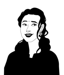 Portrait of indian woman, vector illustration