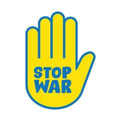 Stop war sign on hand icon.