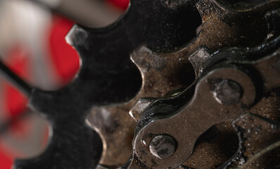 Detail of wheel and sprockets of a mountain bike