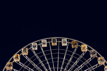 Skyline of a night city Ferris wheel